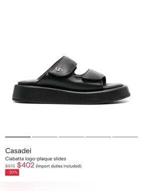 Casadei Black Leather Dual-Strap Slide Sandals Size IT40